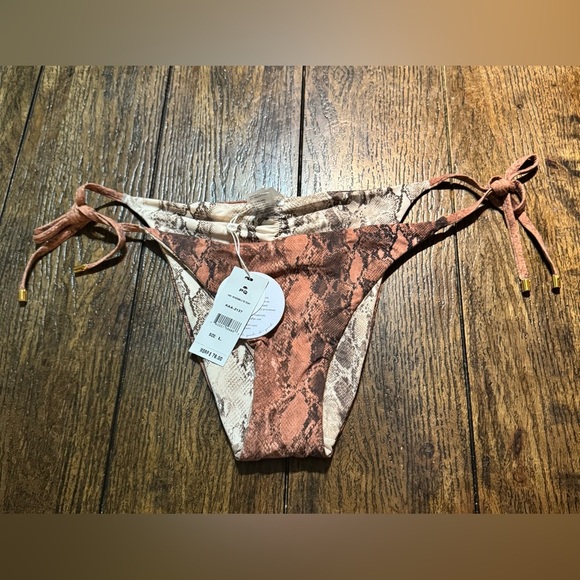 PQ Swim Snakeskin Python Reversible Tie Teeny Bikini Bottoms SZ Large NWT/Liner - Picture 4 of 12